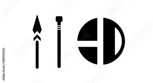 Spear, Staff, and Shield Icons