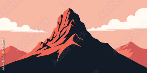Dramatic jagged mountain peak under a warm sky