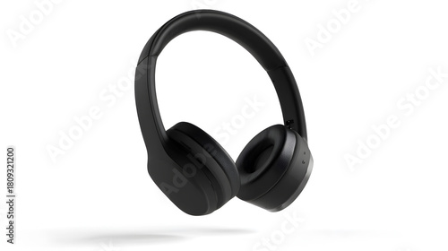 Studio Shot of Modern Black Headset for Music Listening