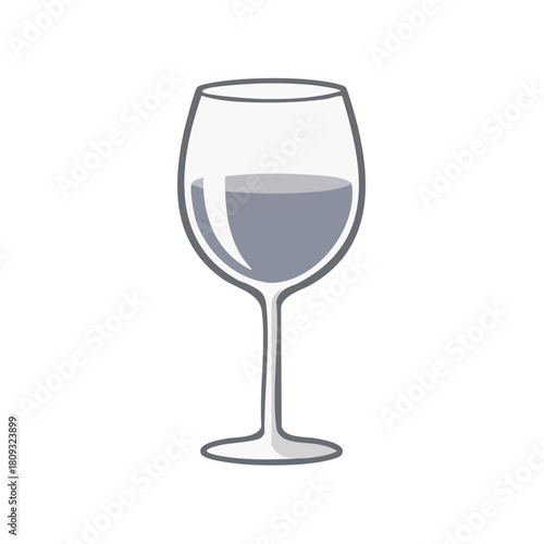 Stylized Wine Glass Illustration Containing Grey Beverage