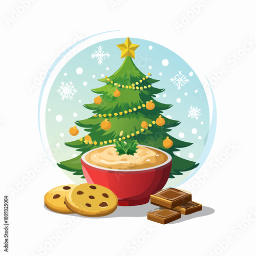 Festive Christmas treats with cookies, chocolate, and dip