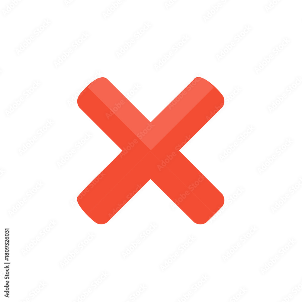 Fototapeta premium Red X Mark Symbol on White Background