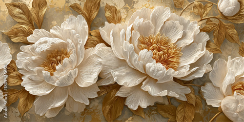 delicate white peonies with golden centers in soft natural light