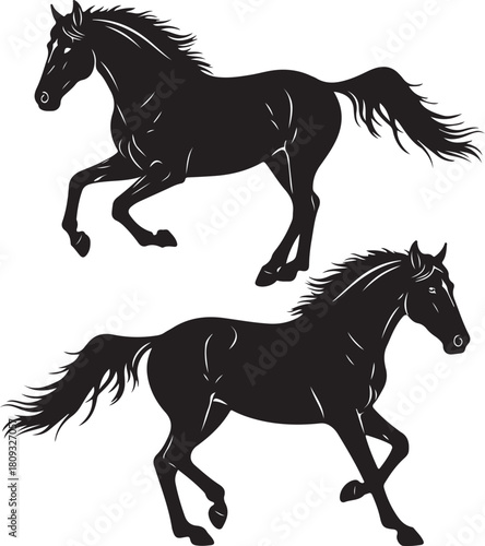 Majestic Horse Silhouettes Running Wild Graceful Equine Vector Illustration