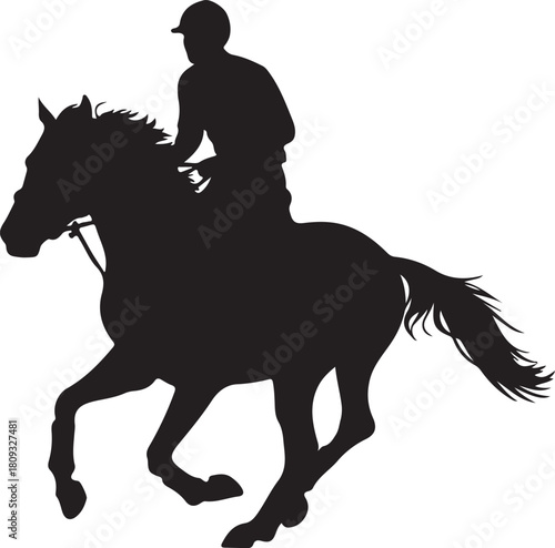 Silhouette of Horse and Rider in Motion Equestrian Sports Theme