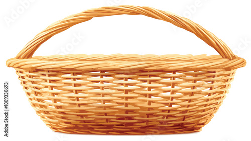 Basket with Handle and Text 'A Basket' Vector Illustration