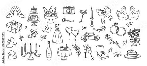 2510.m05.i029.n028.P.c30.Doodle wedding. Vector set.eps