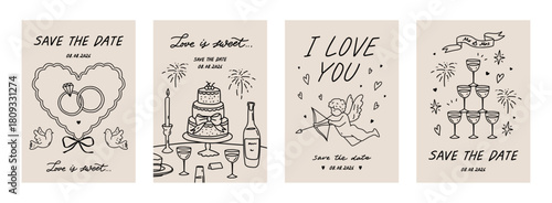 2510.m05.i029.n013.S.c15.Doodle wedding card. Vector set.eps