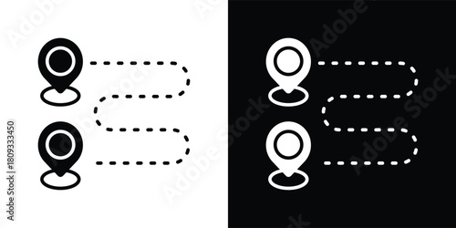 tracking icon set in black and white solid vector illustration