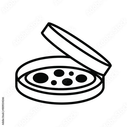 Illustration of a petri dish isolated on, used for culturing microorganisms in scientific research