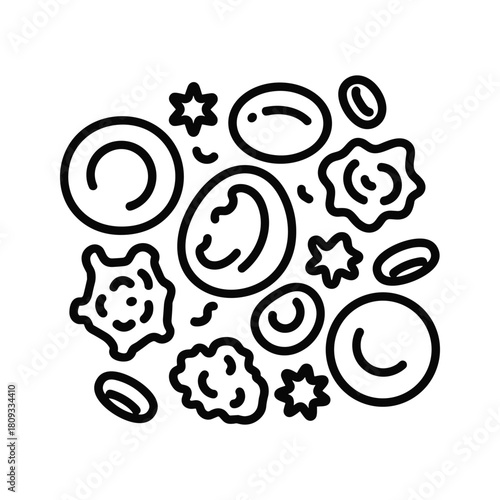 Blood cell icon isolated on, representing various types of cells found in blood