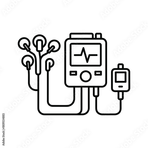Holter monitor isolated on, a device for continuous electrocardiography monitoring of heart activity