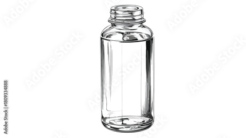 Open Lid Water Bottle Vector with Outline for Design Projects
