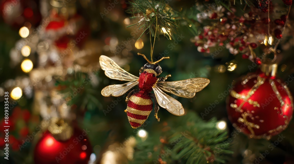 Obraz premium Golden bee ornament adds cheer to New Year decor