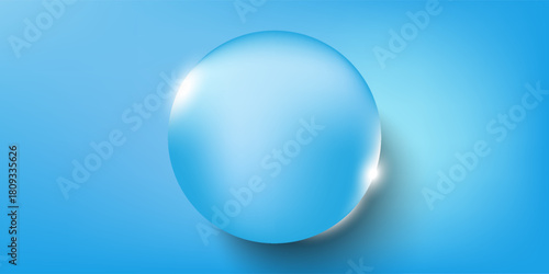 Crystal ball. Glass ball in abstract blue with reflections. Crystal ball with turquoise and white light inside
