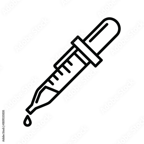 Icon illustration of a laboratory dropper with a drop, isolated on
