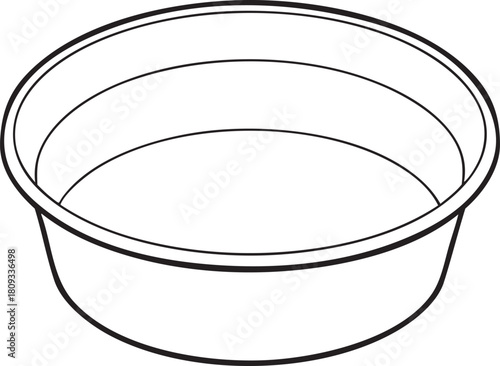 Round basin or shallow container simple line art illustration for kitchenware and home design concept