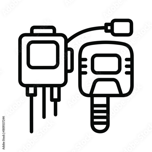Outline icon of medical device for measuring blood sugar isolated on glucometer symbol