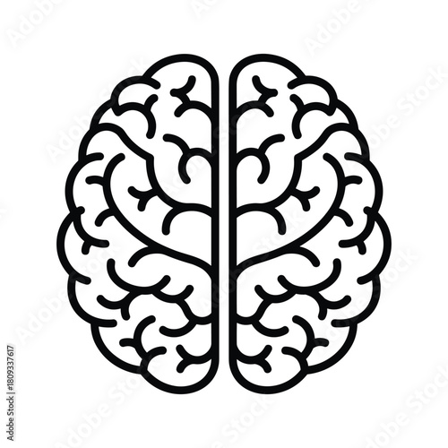 Human brain icon isolated on, representing intelligence, memory, and cognitive function