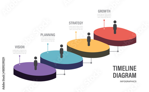 3d vector infographic design template with four steps or options. Timeline Business diagram or marketing infographics with icons and data. 