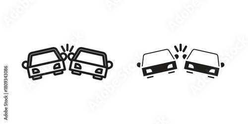 Accident icon symbol in filled and line style. Vector icon collection