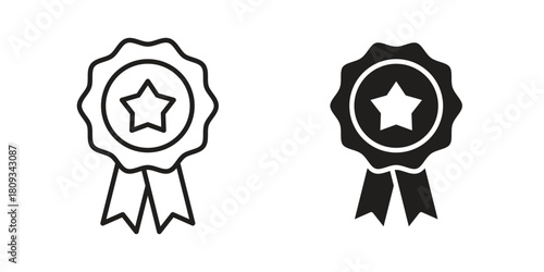 Accreditation icon symbol in filled and line style. Vector icon collection