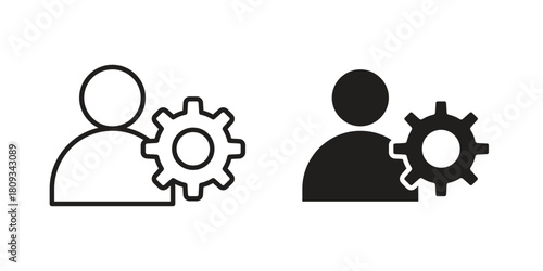 Account settings icon symbol in filled and line style. Vector icon collection
