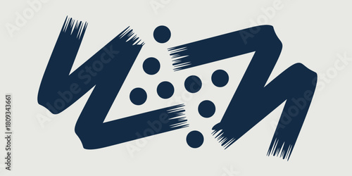 Abstract design featuring brush strokes and circles in a symmetrical arrangement on a light background