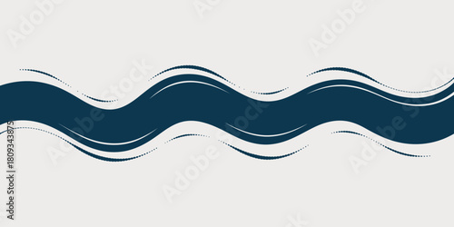 Abstract background with navy blue wavy lines on a light gray backdrop with dotted lines design element