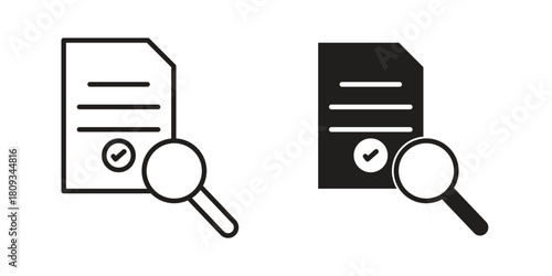 Audit icon symbol in filled and line style. Vector icon collection