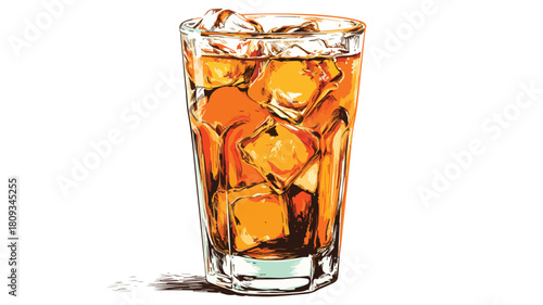 Refreshing Vector Drawing of Beer Glass with Ice, Perfect for Projects