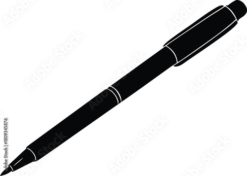 black and white pen silhouette vector illustration
