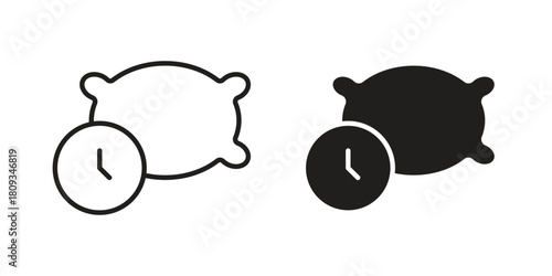 Bedtime icon symbol in filled and line style. Vector icon collection