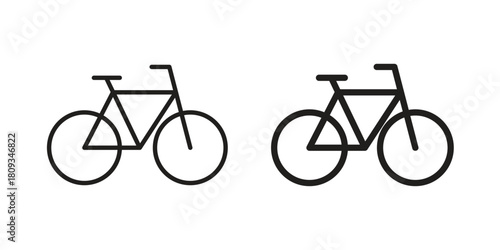 Bicycle icon symbol in filled and line style. Vector icon collection