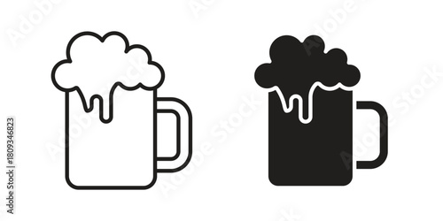 Beer mug icon symbol in filled and line style. Vector icon collection