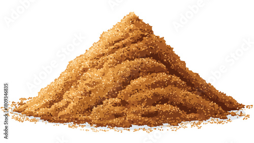 Detailed Vector Drawing of Brown Sugar Pile with Outline Isolated on White Background