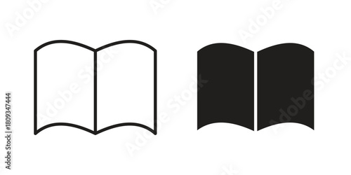 Book icon symbol in filled and line style. Vector icon collection