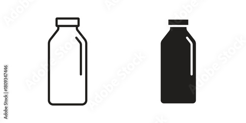 Bottle icon symbol in filled and line style. Vector icon collection