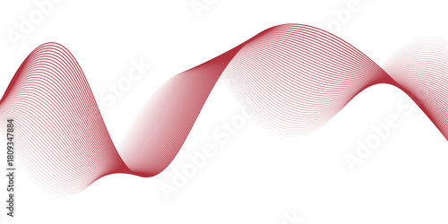 Vector abstract red background with dynamic red waves, lines and particles.