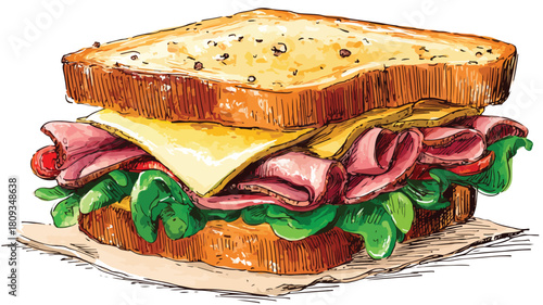 Delicious Sandwich Artwork for Food Illustrations and Culinary Designs