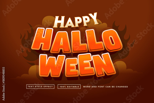 Happy Halloween Orange 3D Text Style Effect on Dark Background
