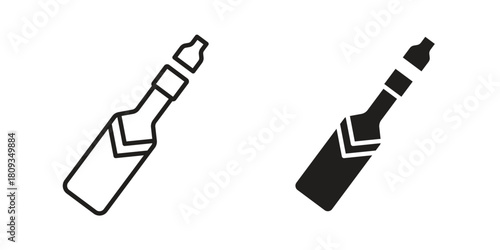Champagne bottle icon symbol in filled and line style. Vector icon collection