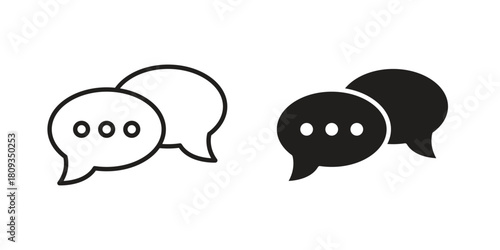 Chat icon symbol in filled and line style. Vector icon collection