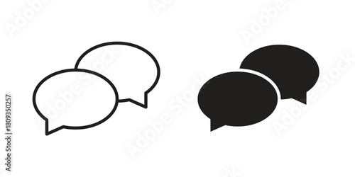 Chat bubble icon symbol in filled and line style. Vector icon collection