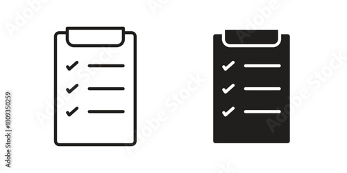 Checklist icon symbol in filled and line style. Vector icon collection
