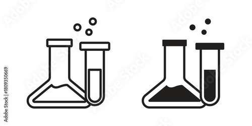 Chemistry icon symbol in filled and line style. Vector icon collection