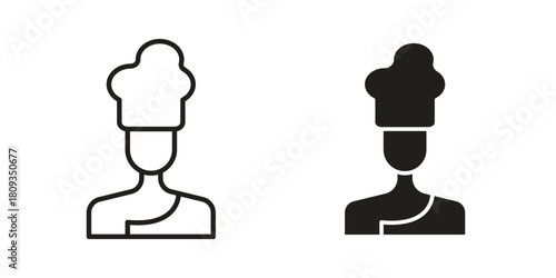 Chef icon symbol in filled and line style. Vector icon collection