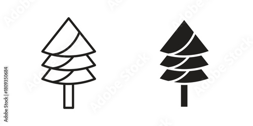 Christmas tree icon symbol in filled and line style. Vector icon collection