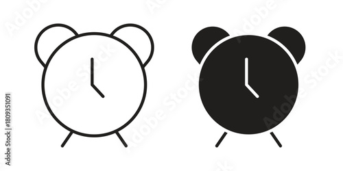 Clock icon symbol in filled and line style. Vector icon collection