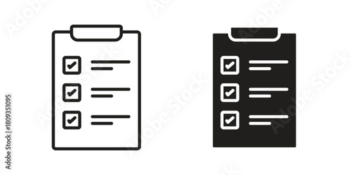 Clipboard icon symbol in filled and line style. Vector icon collection